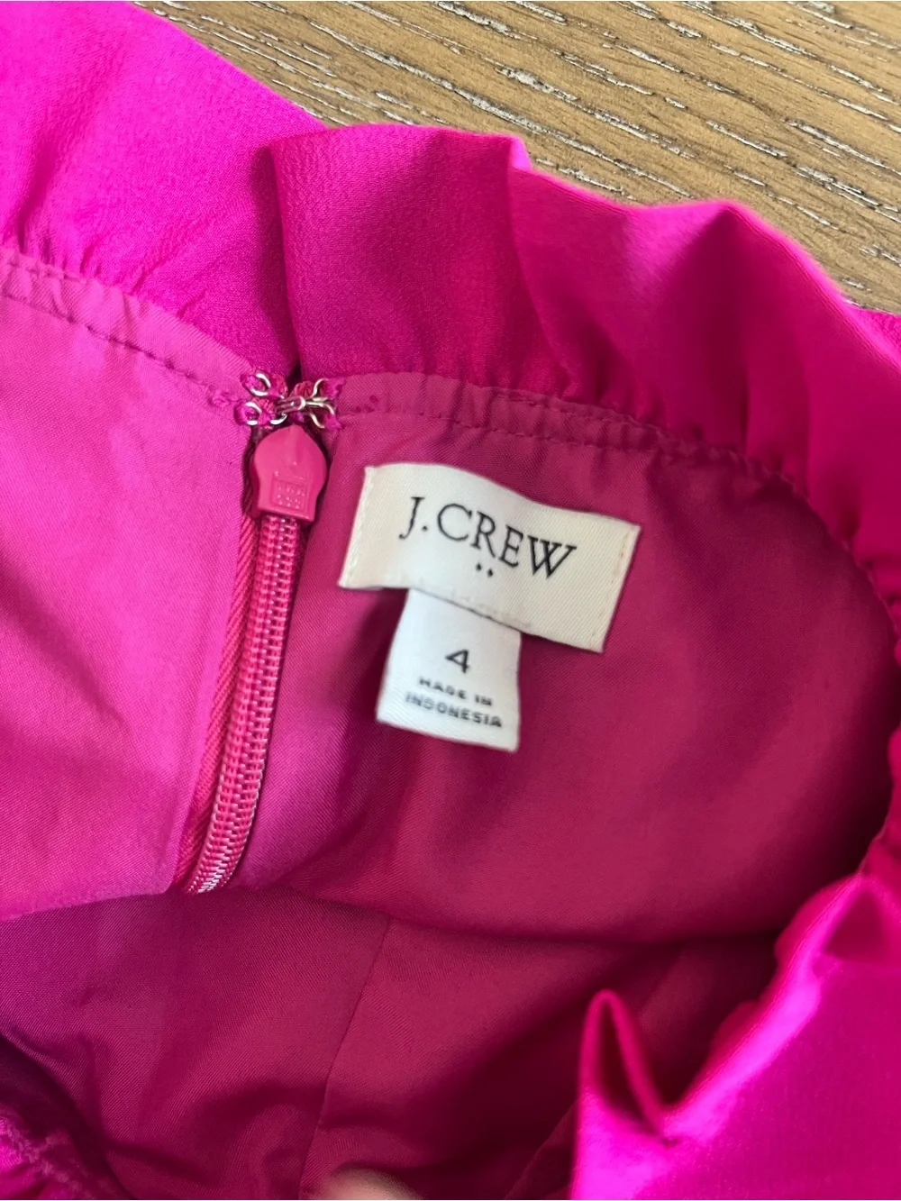 J. Crew Hot Pink Ruffled Neck Shift Dress